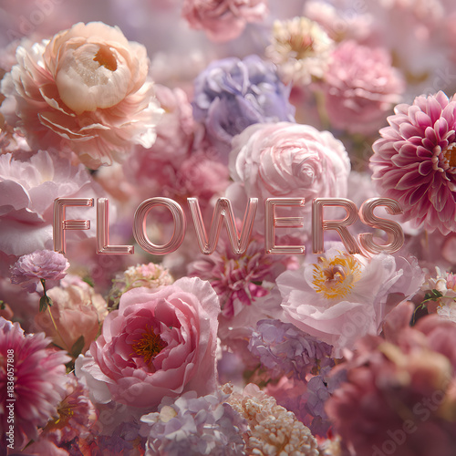 Luxury Floral Background with Flowers Typography