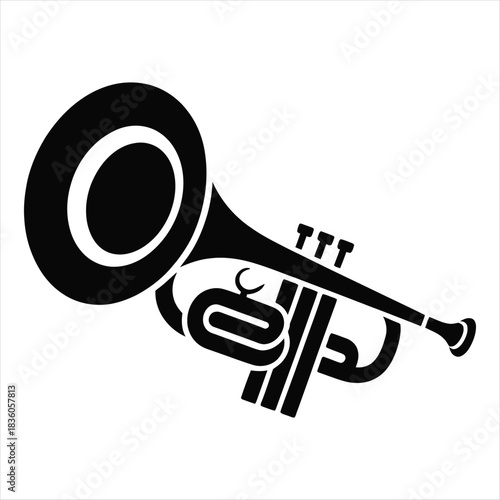 Black Silhouette of a Trumpet musical instrument brass