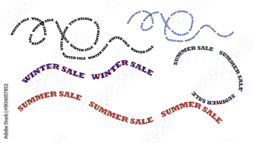 Winter and summer sale text graphics for seasonal promotions