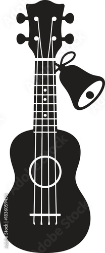 Creative Guitar and Bell Vector Icon: Festive Musical Instrument Design