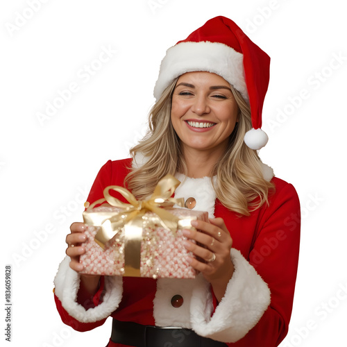Woman Holding Glowing Christmas Present