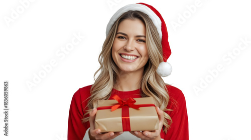 Portrait of Smiling Woman in Santa Costume