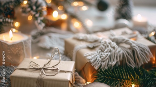 The magic of a cozy Christmas evening, with thoughtful gifts waiting under the tree.