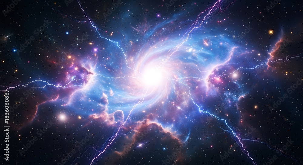 Fototapeta premium A swirling vortex of cosmic energy and stars in deep space.