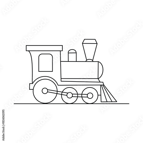 Minimalist Christmas Toy Train Line Art Illustration