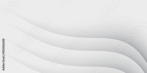 Smooth white abstract background with flowing layered curves and soft shadows creating a modern, minimalistic look.