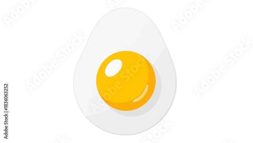 Isolated fried egg vector illustration on a white background with a yellow yolk for a healthy breakfast meal