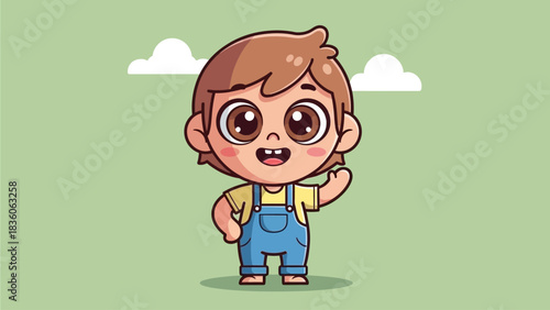 Funny cartoon vector illustration of a cheerful school boy student character kid face