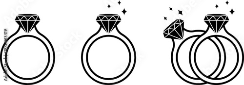 Three stages of a diamond ring engagement proposal sequence