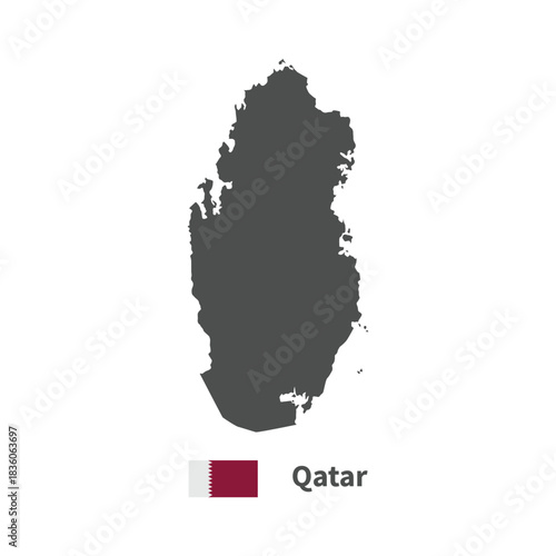 Qatar country map flag illustration on white background