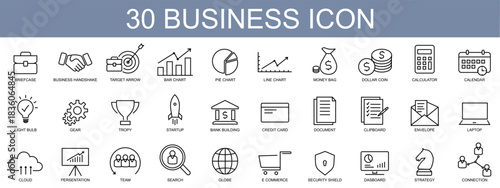 Pack of 30 business outline icons in eps format