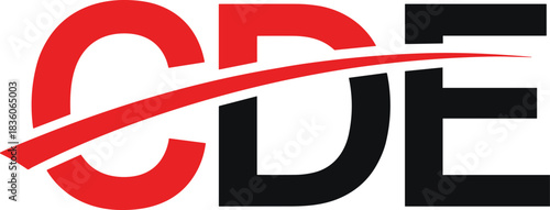 CDE, logo, red, swoosh, silhouette, typography, dynamic, motion, brand, identity, modern, curve, bold, vector, black, setup, shape, initials, pose, flavector
