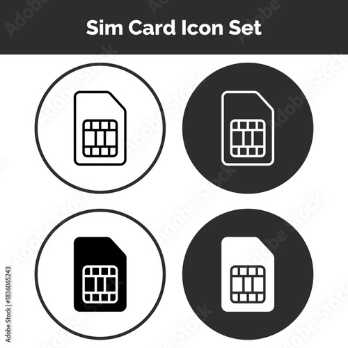 SIM Card Icons Set — Digital, Mobile, and Network Connectivity Vector Pack