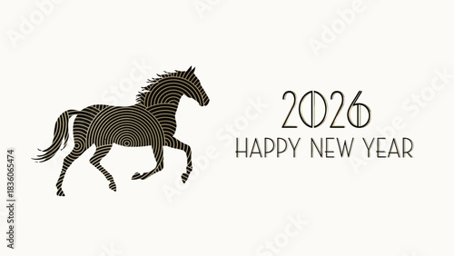 Elegant Horse Silhouette Celebrating the New Year 2026 A Festive Design for Greetings