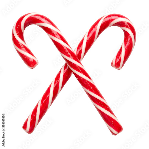 Two candy canes isolated on transparent background backdrop