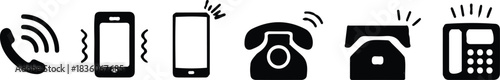 six phone ringing icons set vector mobile phone telephone icons illustration 
