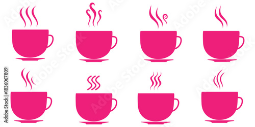 Smoke steam icon set vector. Hit stink, coffee, fragrance flame elements. Smoke smell, steam aroma heat symbol. vector illustration.