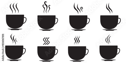 Smoke steam icon set vector. Hit stink, coffee, fragrance flame elements. Smoke smell, steam aroma heat symbol. vector illustration.