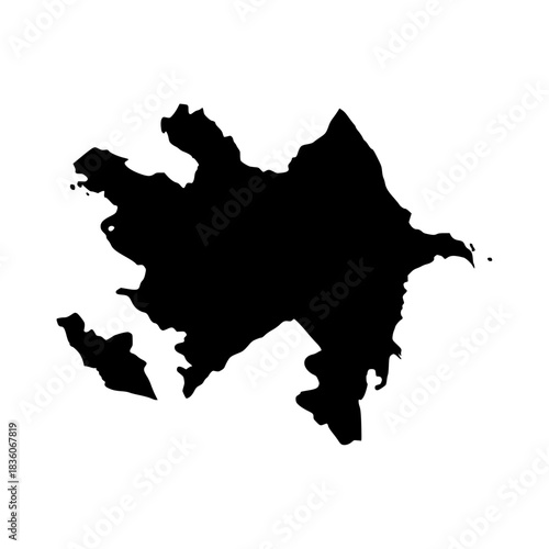 Azerbaijan silhouette map. Azerbaijan map vector. Azerbaijan map on white background for educational materials, infographics, presentations, data visualization, travel graphics