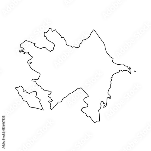Azerbaijan outline map. Azerbaijan map vector. Azerbaijan map on white background for educational materials, infographics, presentations, data visualization, travel graphics