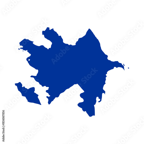 Azerbaijan blue map. Azerbaijan map vector. Azerbaijan map on white background for educational materials, infographics, presentations, data visualization, travel graphics