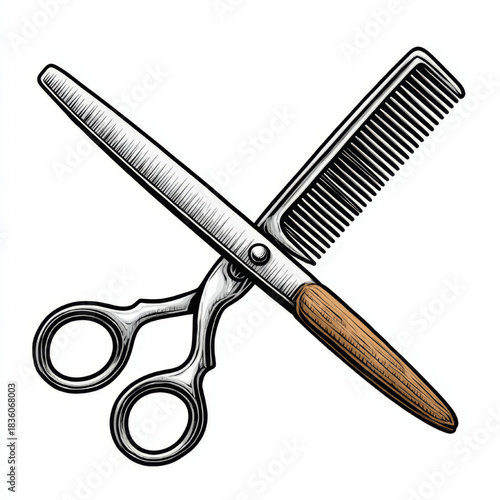Barbershop tools, vintage illustration, representing a hair salon, engraving style