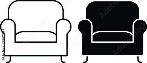 Comfortable Living Room Seating Accent Lounge Armchair Vector Silhouette and Pictogram.eps