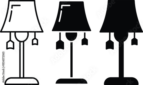 Table Lamp Graphic Design Elements Vector Silhouette and Pictogram..eps