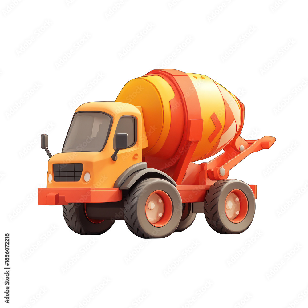 Naklejka premium Cartoon Styled Cement Mixer Isolated on a Transparent Background Scene