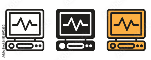 Detailed ekg monitor icons showcasing heart rhythm activity, perfect for medical presentations, healthcare websites, and digital health applications
