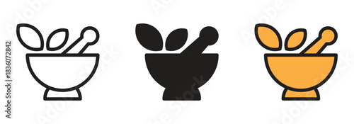 Natural wellness illustration of herb grinding for holistic healing and traditional medicine, a symbol of health and apothecary, available in multiple styles