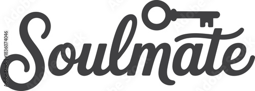 Soulmate Romantic Vector Calligraphy Design with Decorative Heart Element for Love and Relationships