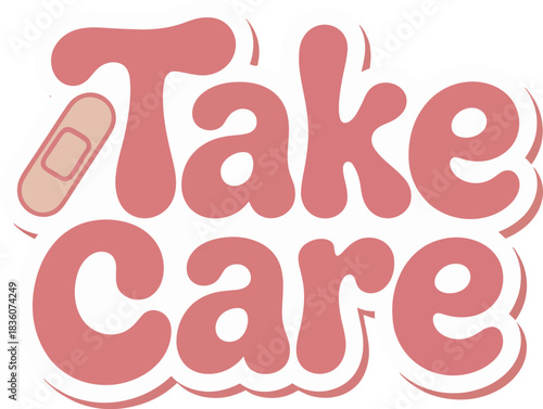Take Care Vector Typography Design with Elegant Script and Health Wellness Theme