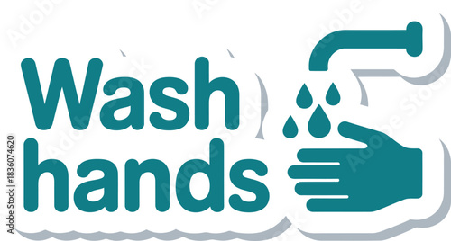 Wash Hands Health Safety Vector Typography Graphic for Hygiene and Cleanliness Awareness
