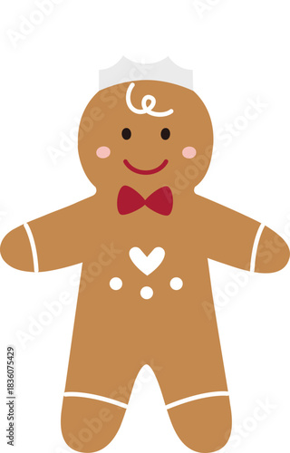 Gingerbread Man with Chef Hat Character flat vector Illustration.
Christmas Gingerbread Cookie Boy Clipart.
Holiday Baking. 
Transparent background. SVG.