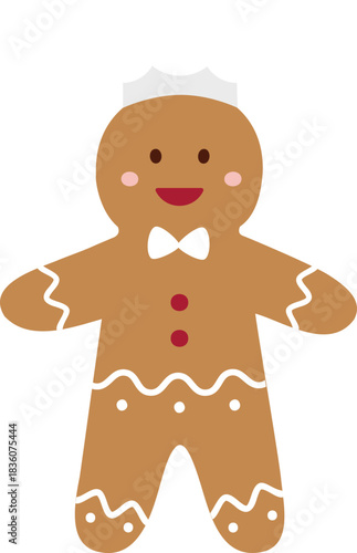 Gingerbread Man with Chef Hat Character flat vector Illustration.
Christmas Gingerbread Cookie Boy Clipart.
Holiday Baking. 
Transparent background. SVG.