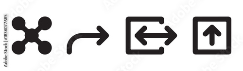 A four point icon that looks like a simplified representation of a molecule or a drone