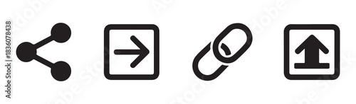Black share symbol vector icon representing digital connection social media spread distribution