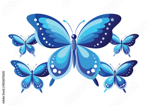 A majestic swarm of vibrant blue butterflies with intricate wing patterns and delicate antennae forming a beautiful and elegant nature pattern