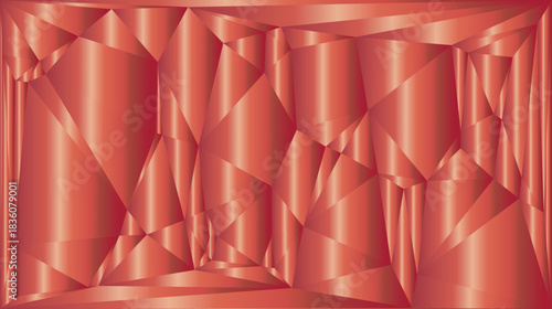 Abstract red curtain design texture with bright digital fractal pattern and light geometric shapes
