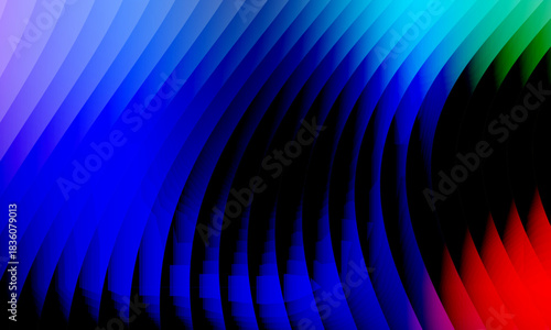 Neon ripple glass gradient in magenta, violet, ember orange on deep midnight. Sharp ribbed distortion, cinematic glow; futuristic texture background, vector illustration