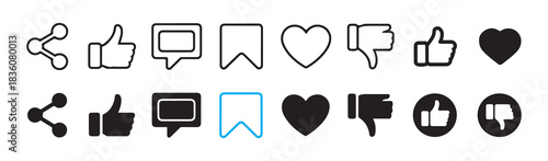 Social media icons set vector illustration, communication social media application sign