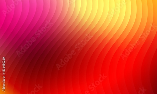 Neon ripple glass gradient in magenta, violet, ember orange on deep midnight. Sharp ribbed distortion, cinematic glow; futuristic texture background, vector illustration