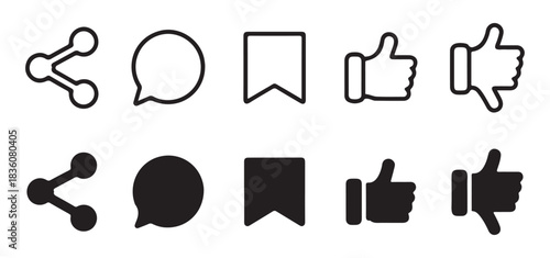Social media icons set vector illustration, communication social media application sign