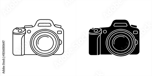 Camera icon set isolated on, representing photography equipment