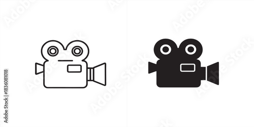 Retro movie camera isolated on, cinema and film production