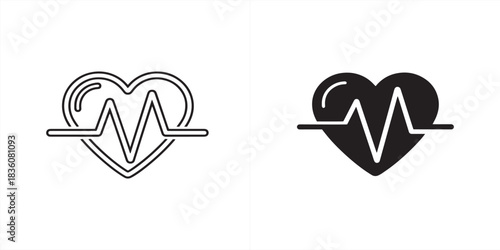 Heartbeat icon isolated on representing healthy heart rhythm