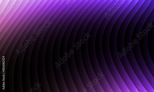 Neon ripple glass gradient in magenta, violet, ember orange on deep midnight. Sharp ribbed distortion, cinematic glow; futuristic texture background, vector illustration