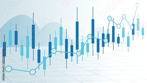 Abstract financial candlestick chart showing stock market trend analysis, vector illustration
