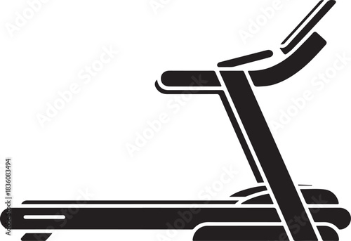 Treadmill silhouette illustration modern fitness equipment cardio machine gym workout training technology simple design vector, treadmill, silhouette, fitness equipment, cardio, exercise, machine, gym